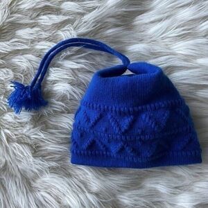 Vintage Penthouse Knits Unisex Adults Wool Hat OS Winter Cobalt Blue Pom Pom